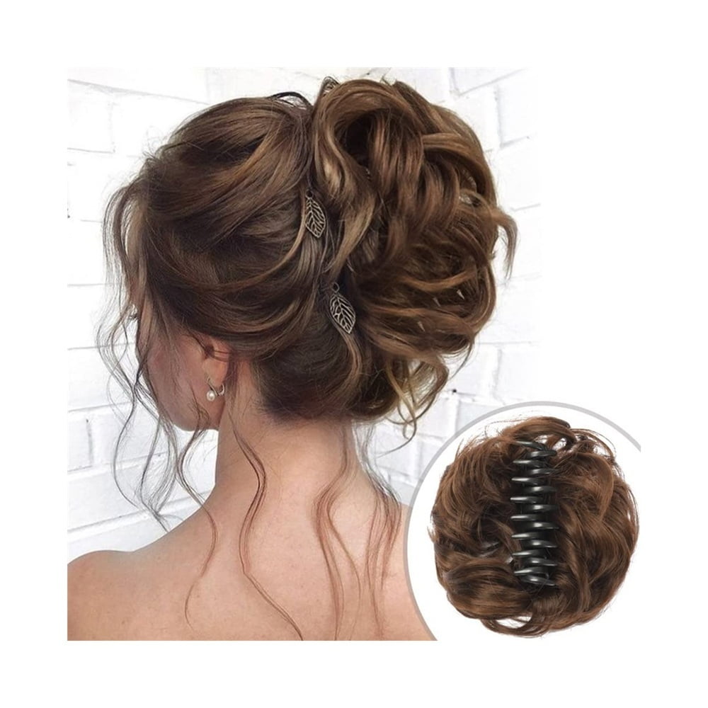 Messy Bun Hair Piece Curly Wavy Claw Clip Synthetic Fake Buns Hair Extensions for Women Daily Wear