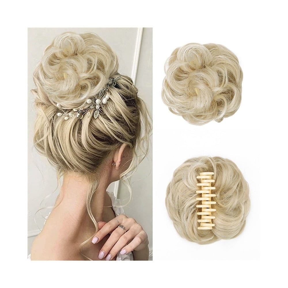 Messy Bun Hair Piece Curly Wavy Claw Clip Synthetic Fake Buns Hair Extensions for Women Daily Wear