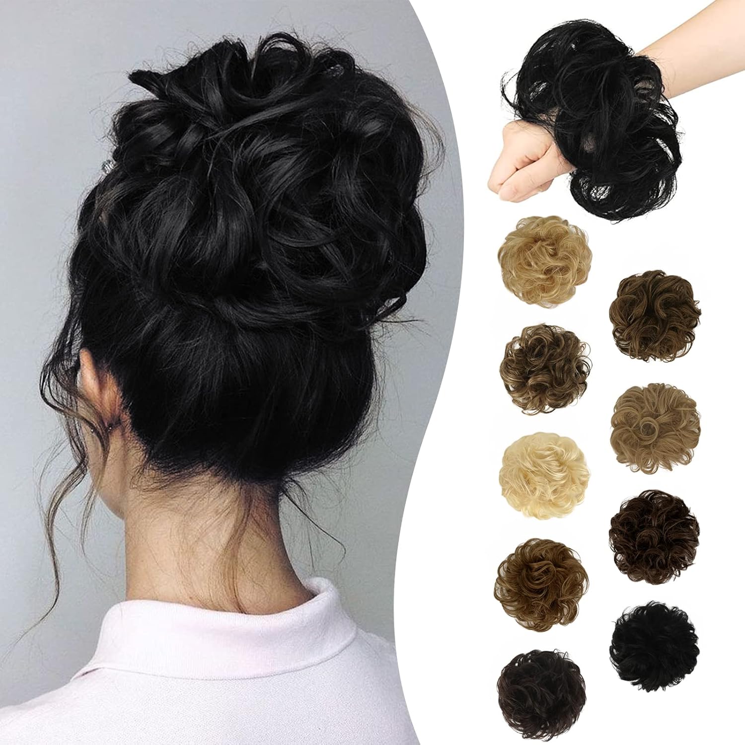 Messy Bun Hair Piece Human Hair Messy Rose Bun Hair Buns Hair Piece for ...