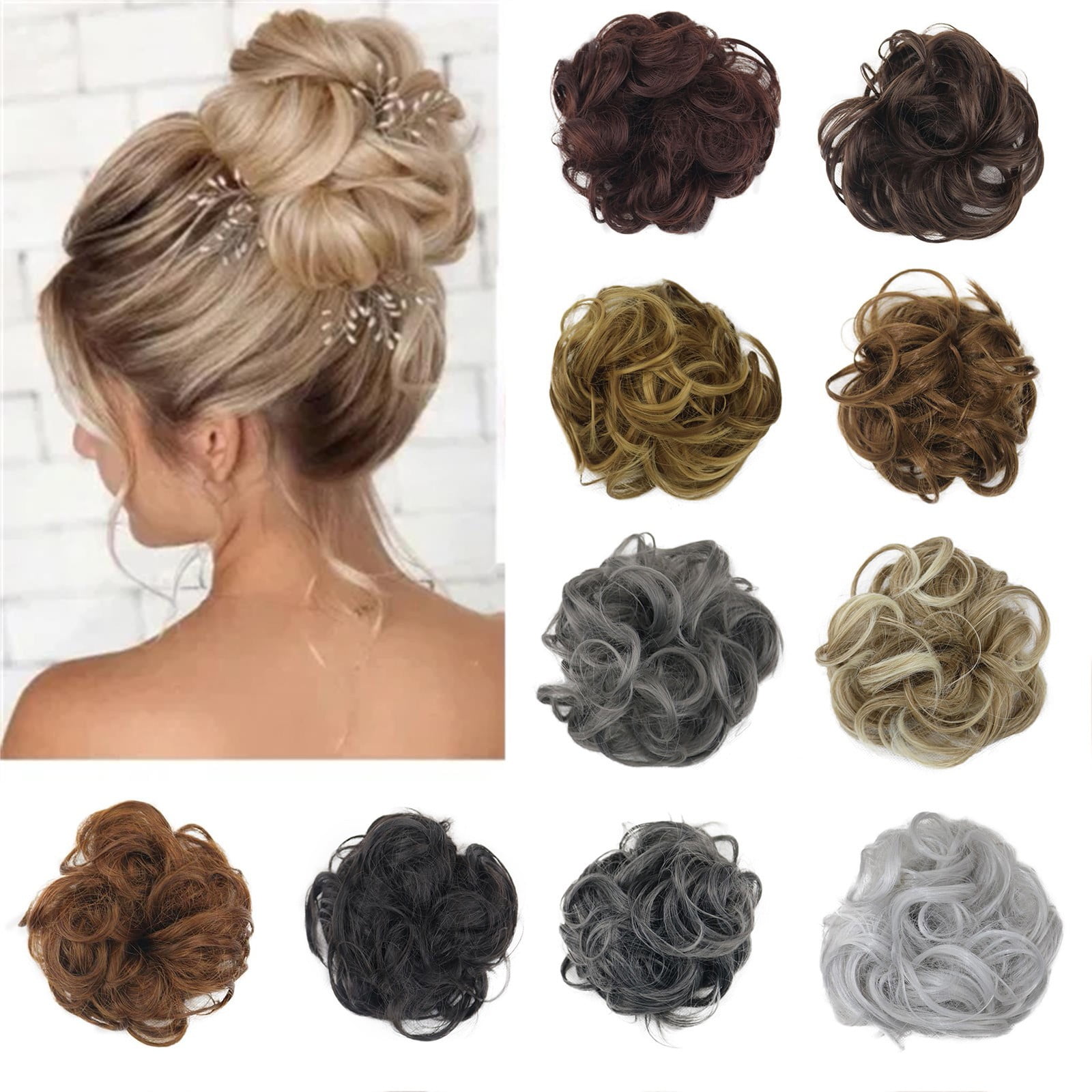 Messy Bun Hair Piece, Messy Hair Bun Scrunchies for Women Brown and ...