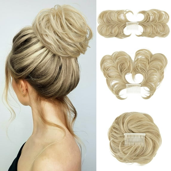 Messy Bun Hair Piece Side Comb Clip in Hair Bun Hairpiece for Women Short Natural Straight Versatile Adjustable Styles Easy Hair pieces