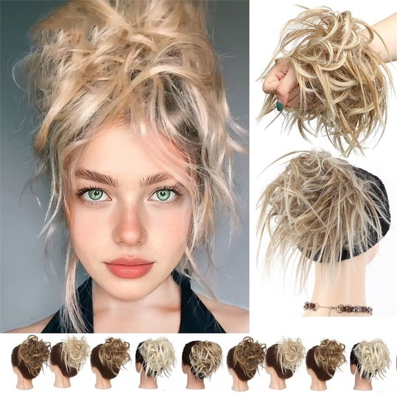 Messy Bun Hair Piece Synthetic Tousled Updo Hair Extensions with Elastic Rubber Band for Women