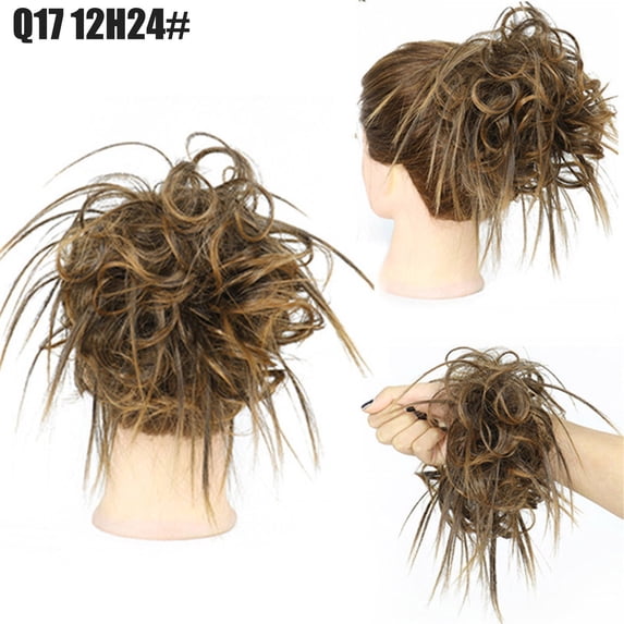 Messy Bun Hair Piece Updo Scrunchie Hair Extension for Women, Voluminous Tousled Synthetic Hair Bun Ponytail Hairpiece for Daily Styling(Brown-4,13CM)