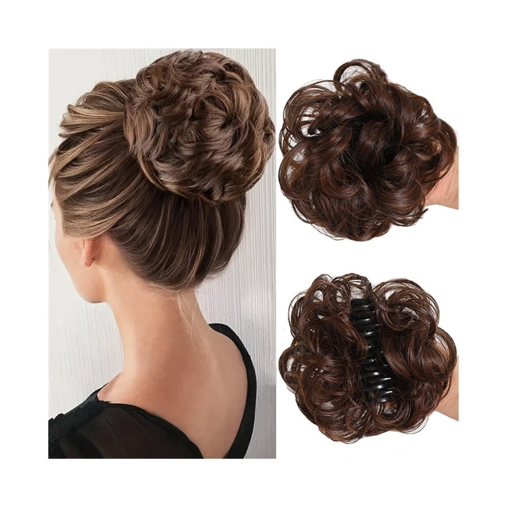 Messy Bun Hair Piece Wavy Curly Claw Clip Hair Bun Synthetic Fake Messy Bun Hair Extensions