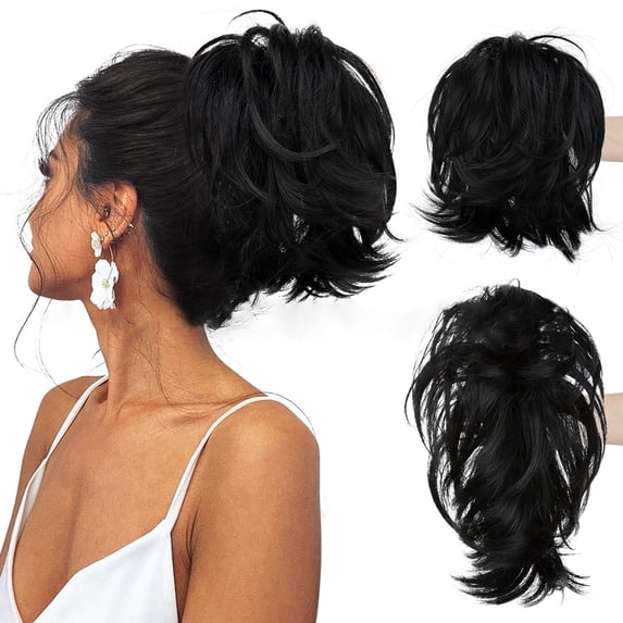 Messy Bun Hair Piece With Bendable Metal Wire Clip In Ponytail Extension For Women Natural Human Hair Updo Accessory