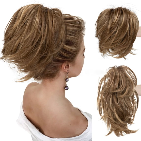 Messy Bun Hair Piece With Bendable Wire Clip In Ponytail Extension For Women Natural Human Hair Updo Accessory