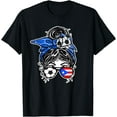 thumbnail image 1 of Messy Bun Hair Puerto Rican Soccer Girl Puerto Rico Jersey T-Shirt Shirts, 1 of 4