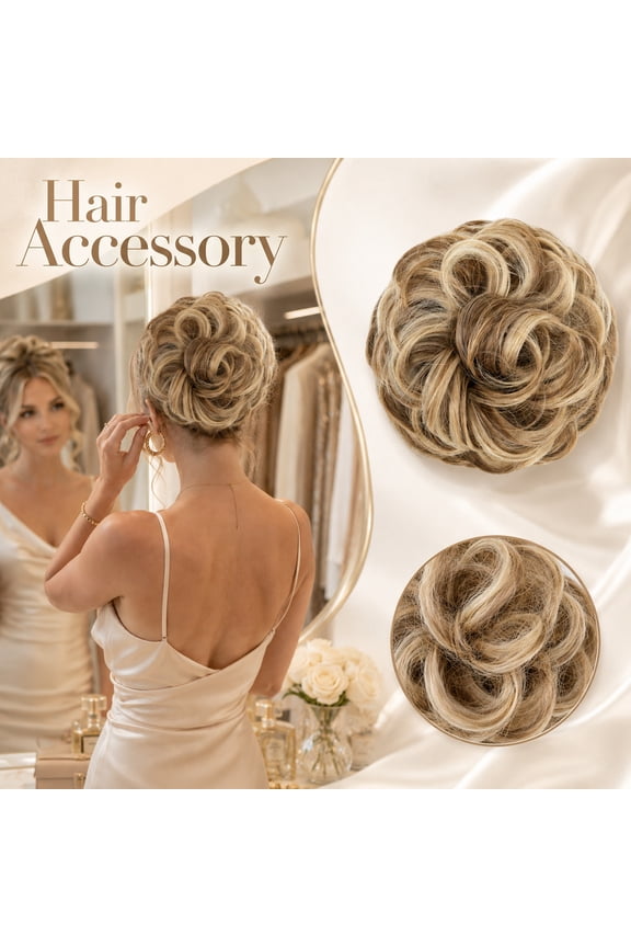 Messy Bun Hairpiece Real Scrunchies Wavy Curly Tousled Updo Donut Chignon Ponytail Extensions for Women