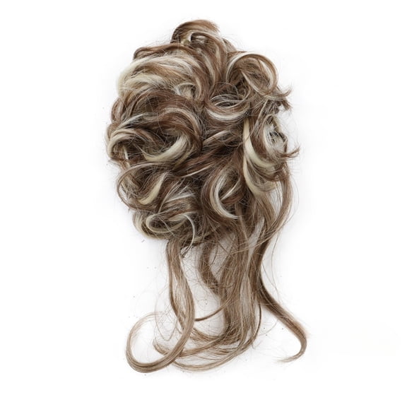 Messy Bun Hairpiece with Long Curly Ends, Volumizing Scrunchie Hair Extension