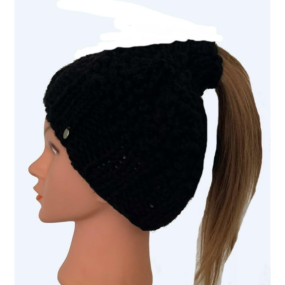 Messy Bun Hat, Ponytail Hat, Ear Warmers, Sleeve for Hair, USA, Handmade