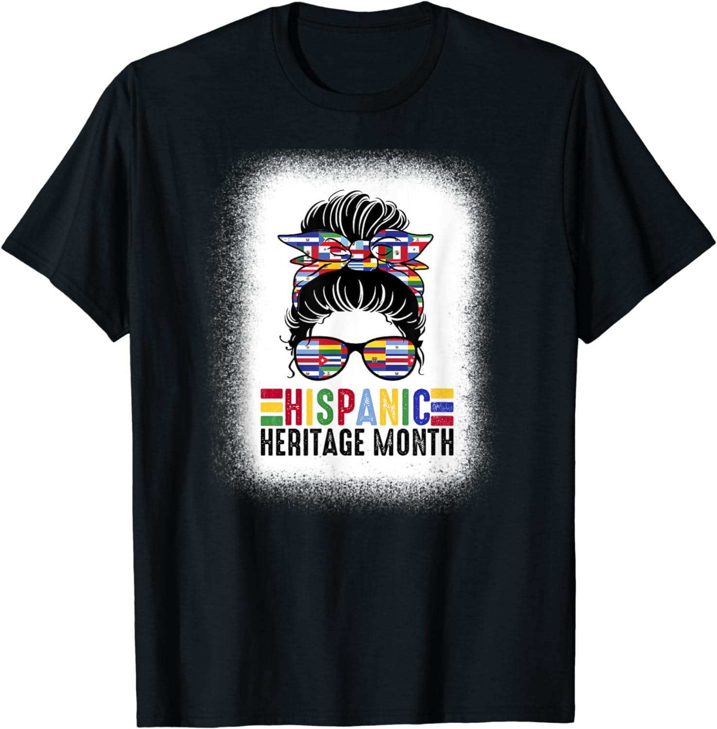 Messy Bun Hispanic Heritage Month Spanish Speaking Countries T-Shirt ...
