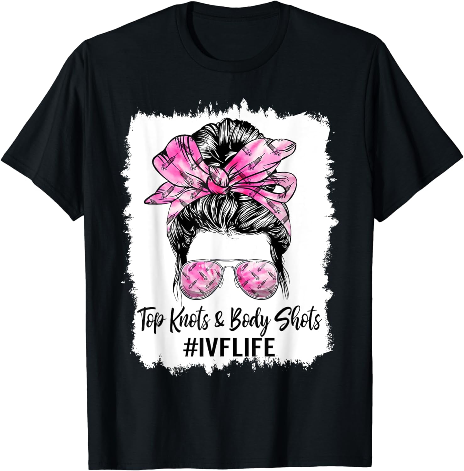Messy Bun IVF Life IVF Mom IVF Transfer Day Cute Tie Dye T-Shirt ...