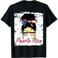 thumbnail image 1 of Messy Bun Puerto Rico Girl Puertorican Flag Roots & Pride T-Shirt, 1 of 4