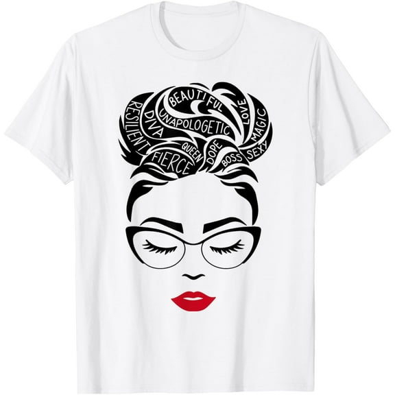 Messy Bun Queen Melanin Black Women African Black History T-Shirt Shirts