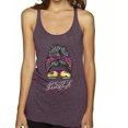 thumbnail image 1 of Messy Bun Salty AF | Cool Neon Leopard Print Bandana | Fashion Tri-Blend Racerback Sleeveless Top, Purple Vintage, L, 1 of 1