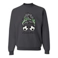 thumbnail image 1 of Messy Bun Soccer Life | Mom Life Game Day Vibes Sports Lover | Mother's Day Sports Unisex Crewneck Sweatshirt, Charcoal, XL, 1 of 5