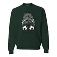 thumbnail image 1 of Messy Bun Soccer Life | Mom Life Game Day Vibes Sports Lover | Mother's Day Sports Unisex Crewneck Sweatshirt, Forest Green, L, 1 of 5