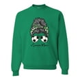 thumbnail image 1 of Messy Bun Soccer Life | Mom Life Game Day Vibes Sports Lover | Mother's Day Sports Unisex Crewneck Sweatshirt, Kelly, L, 1 of 5