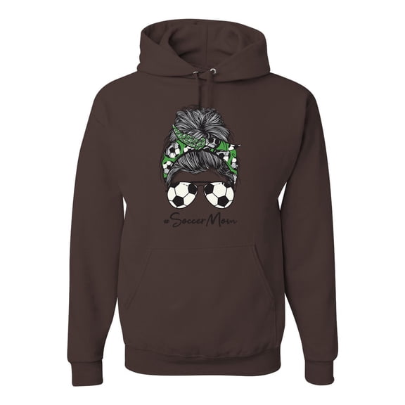 Messy Bun Soccer Life | Mom Life Game Day Vibes Sports Lover | Mother's Day Sports Unisex Hoodie Sweatshirt, Brown, 3XL