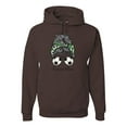 thumbnail image 1 of Messy Bun Soccer Life | Mom Life Game Day Vibes Sports Lover | Mother's Day Sports Unisex Hoodie Sweatshirt, Brown, S, 1 of 5