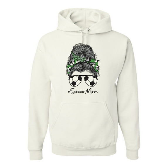 Messy Bun Soccer Life | Mom Life Game Day Vibes Sports Lover | Mother's Day Sports Unisex Hoodie Sweatshirt, White, 3XL