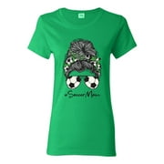 Messy Bun Soccer Life | Mom Life Game Day Vibes Sports Lover | Mother's Day Sports Womens T-Shirt, Kelly, 2XL