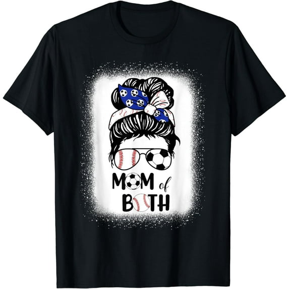 Messy Bun Soccer Mom Baseball Mom Of Both Mothers Day T-Shirt