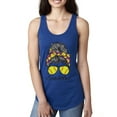 thumbnail image 1 of Messy Bun Softball Mom Life Game Day Vibes Sports Lover | Mother's Day Sports Ladies Racerback Sleeveless Top, Royal, M, 1 of 5