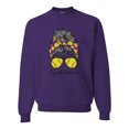 thumbnail image 1 of Messy Bun Softball Mom Life Game Day Vibes Sports Lover | Mother's Day Sports Unisex Crewneck Sweatshirt, Purple, M, 1 of 5