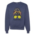 thumbnail image 1 of Messy Bun Softball Mom Life Game Day Vibes Sports Lover | Mother's Day Sports Unisex Crewneck Sweatshirt, Vintage Heather Navy, 2XL, 1 of 5