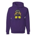 thumbnail image 1 of Messy Bun Softball Mom Life Game Day Vibes Sports Lover | Mother's Day Sports Unisex Hoodie Sweatshirt, Purple, 2XL, 1 of 5