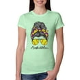 thumbnail image 1 of Messy Bun Softball Mom Life Game Day Vibes Sports Lover | Mother's Day Sports Womens Slim Fit Junior Tee, Mint, L, 1 of 5