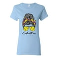 thumbnail image 1 of Messy Bun Softball Mom Life Game Day Vibes Sports Lover | Mother's Day Sports Womens T-Shirt, Light Blue, S, 1 of 5