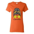 thumbnail image 1 of Messy Bun Softball Mom Life Game Day Vibes Sports Lover | Mother's Day Sports Womens T-Shirt, Orange, L, 1 of 5
