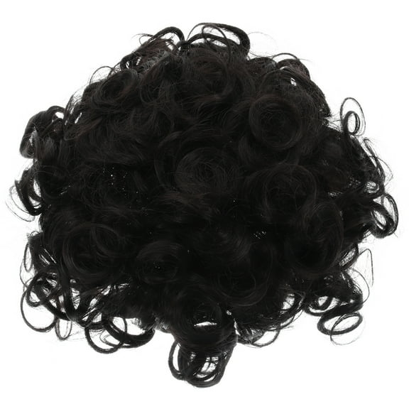 Messy Chemical Fiber High Temperature Silk Drawstring Hair Tie Buns Braids Curly Wigs Miss Black