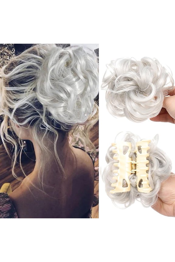 Messy Curly Dish Bun, Short Claw Clip Messy Bun Hair Piece, Real Human Hair Buns, Wavy Curly Chignon, Extensions Tousled Updo, Extension Easy Stretch Hair Combs Clip for Women