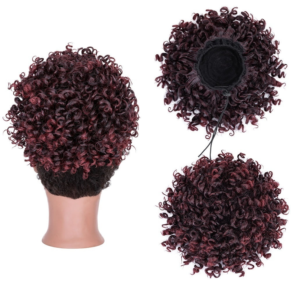 Messy Curly Fluffy Bun Hair Piece Tousled Updo Elastic Drawstring Ponytail Extension Synthetic Hair Scrunchies