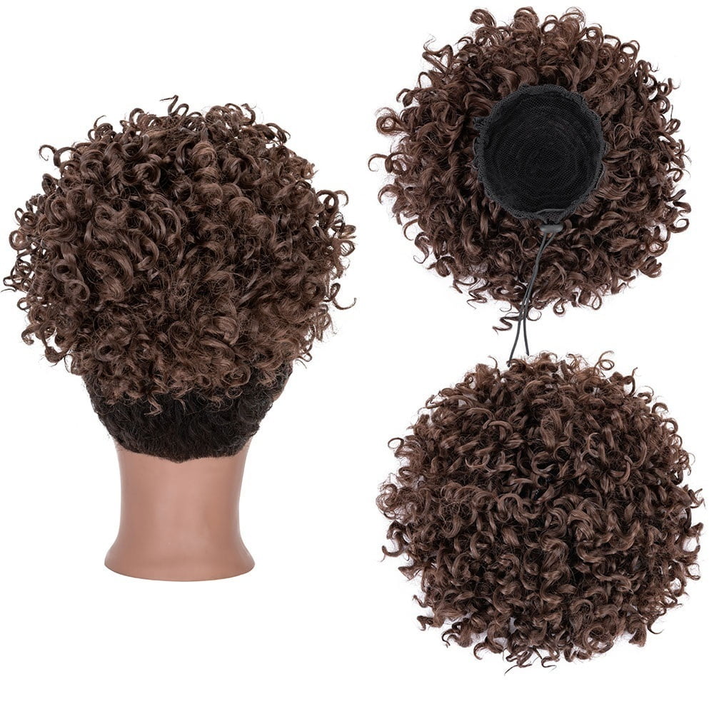 Messy Curly Fluffy Bun Hair Piece Tousled Updo Elastic Drawstring Ponytail Extension Synthetic Hair Scrunchies