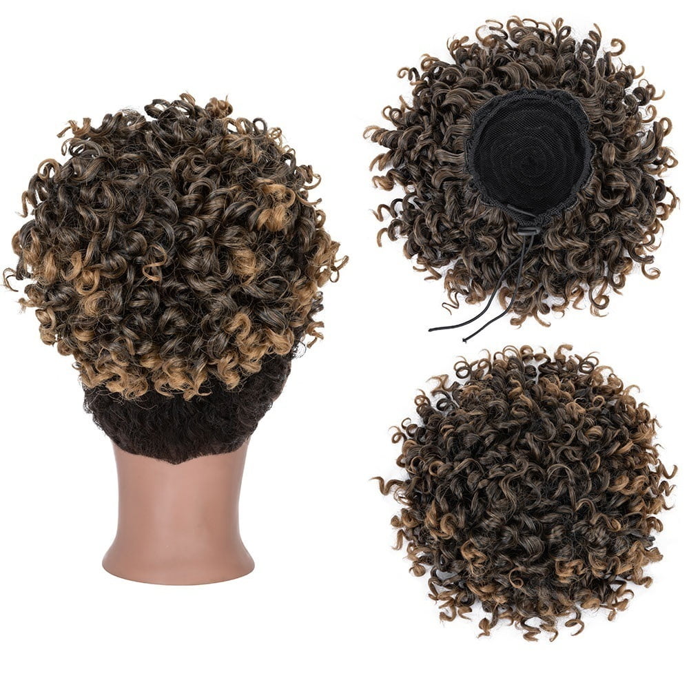 Messy Curly Fluffy Bun Hair Piece Tousled Updo Elastic Drawstring Ponytail Extension Synthetic Hair Scrunchies