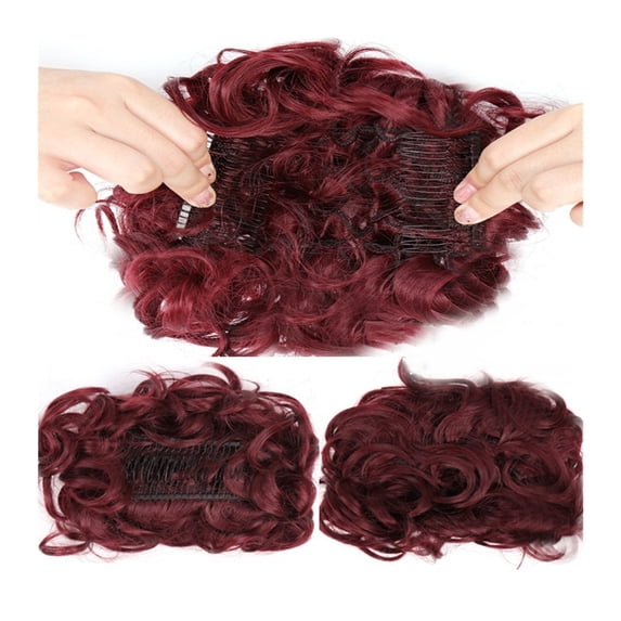 Messy Curly Hair Bun Extensions Synthetic Updo Hairpiece Chignons Easy Stretch Hair Combs Clip in Ponytail Extensions for Women