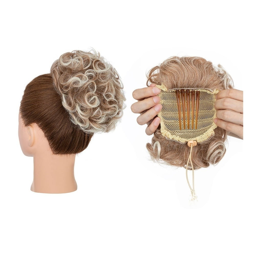 Messy Curly Hair Buns Synthetic Drawstring Bun Hairpiece Comb Clip Ponytail Hair Extensions