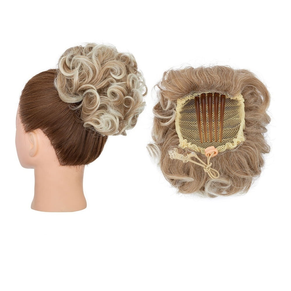 Messy Curly Hair Buns Synthetic Drawstring Bun Hairpiece Comb Clip Ponytail Hair Extensions