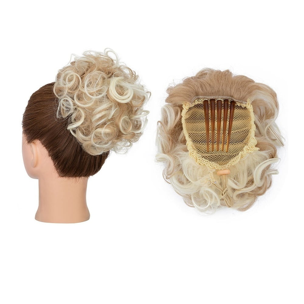 Messy Curly Hair Buns Synthetic Drawstring Bun Hairpiece Comb Clip Ponytail Hair Extensions