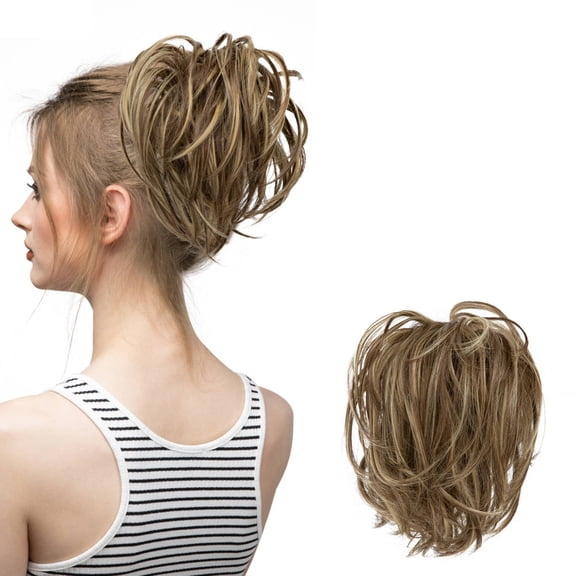 Messy Hair Bun Hair Pieces - Curly Synthetic Updo Scrunchies Ponytail Extension, 8 Inch Lightweight Hair Accessory, Natural Appearance, Easy to Style, Durable, Women Daily Parties Weddings