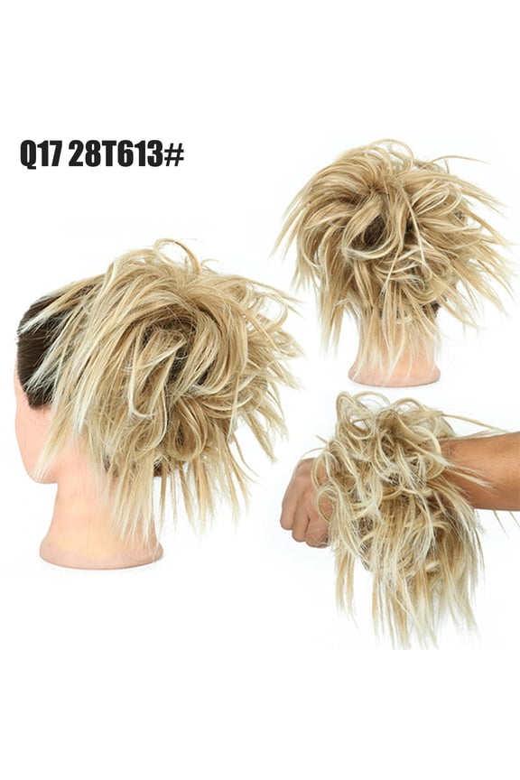 Messy Hair Scrunchie Updo Hairpiece, Curly Synthetic High Temperature Fiber, Elastic Band, Natural-Looking Ponytail Bun, Multicolor, Easy Styling for Women, Parties, Weddings