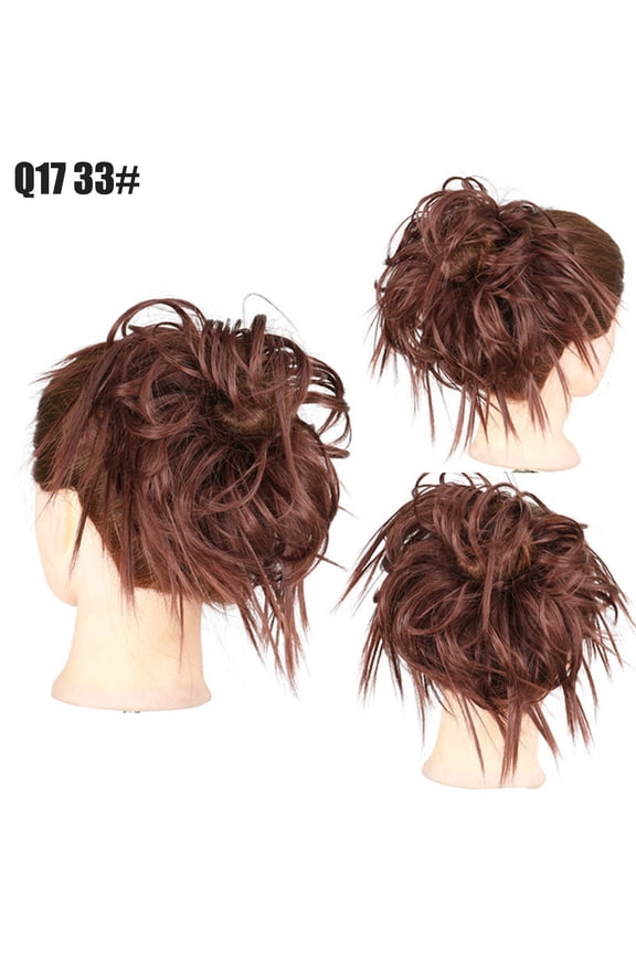 Messy Hair Scrunchie Updo Hairpiece, Curly Synthetic High Temperature Fiber, Elastic Band, Natural-Looking Ponytail Bun, Multicolor, Easy Styling for Women, Parties, Weddings