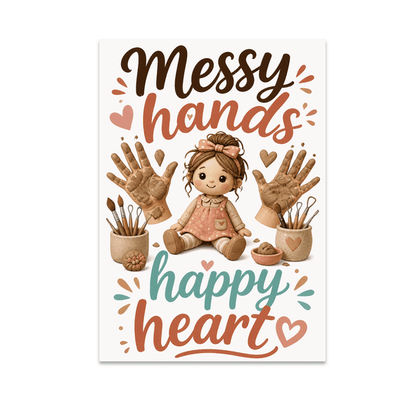Messy Hands Happy Heart - Doll Making Enthusiast - 13x19 Poster Print