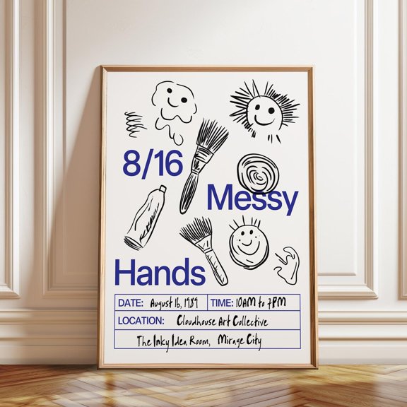 Messy Hands Playful Brushstrokes Creative Studio Art, Unframed Canvas 8x10in