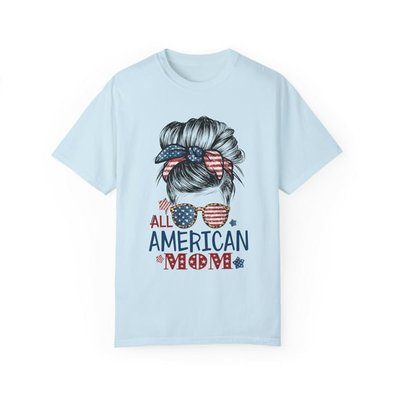 Messy Mom Bun Red White and Blue Shirt, America Comfort Colors Tee