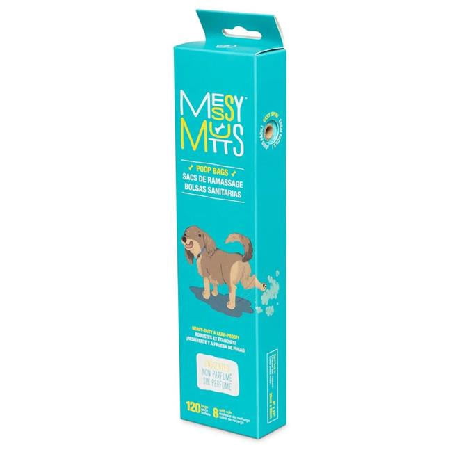 Messy Mutts 628043608207 Dog Advanced Bio recycle Poop Bag, Teal - 8 Rolls 120 Count